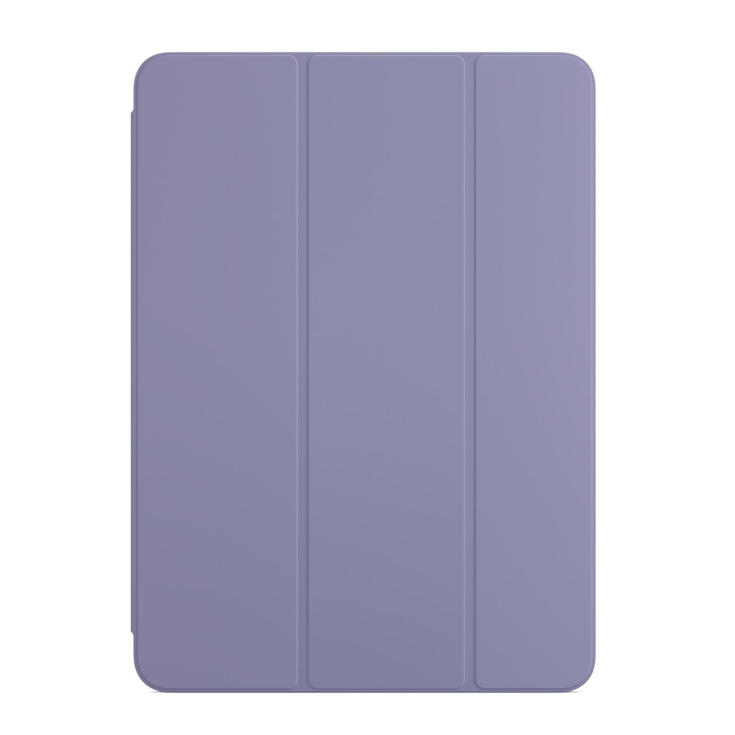 Une housse de tablette violette avec un design à trois volets, vue de face.
