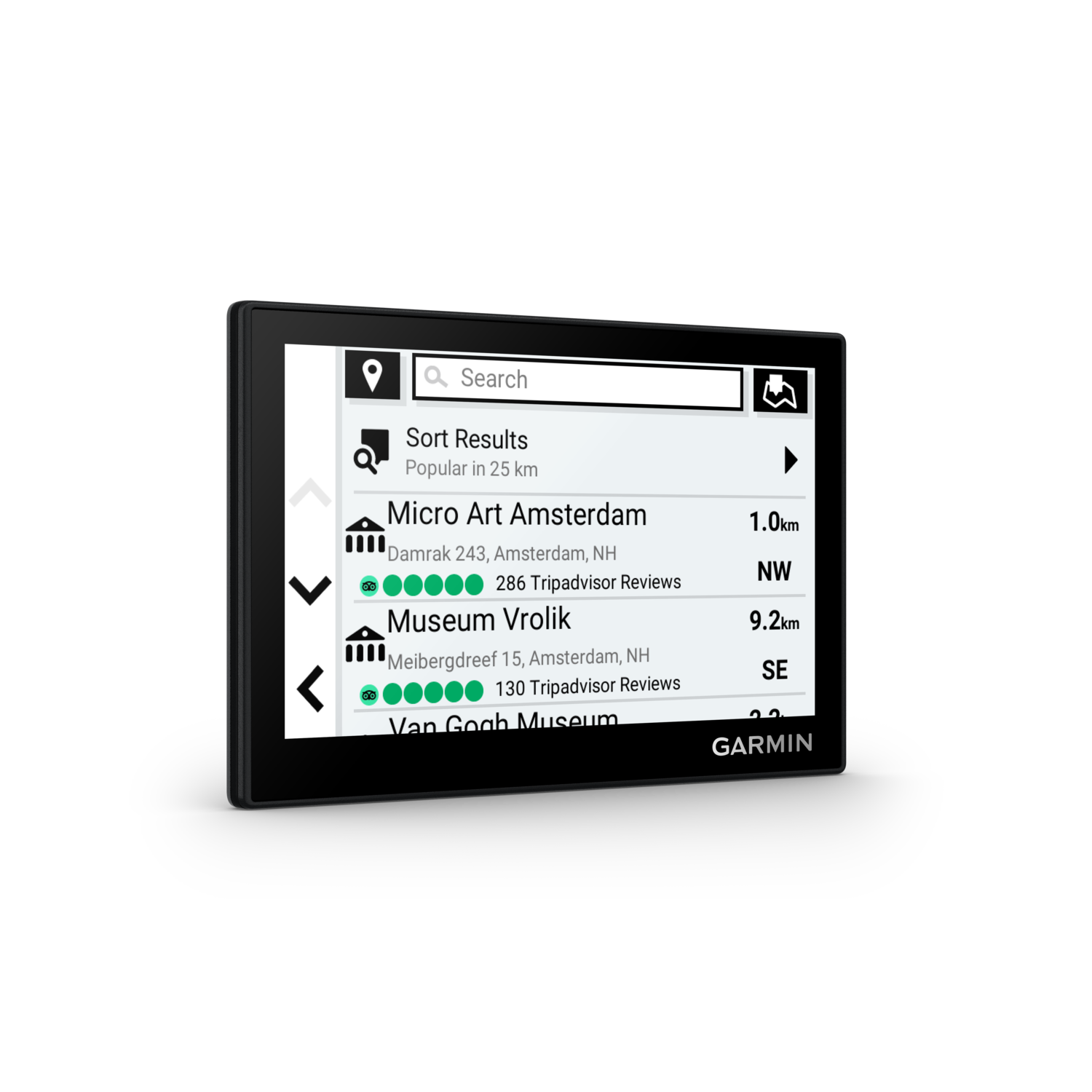 A Garmin device displaying a map with location information.