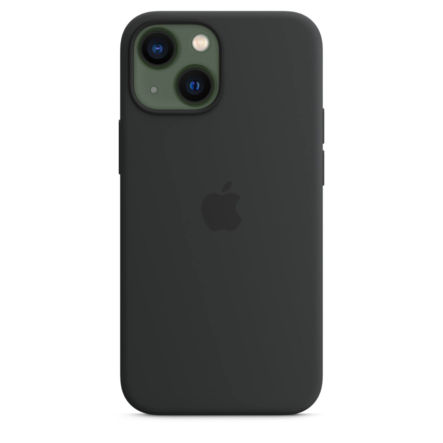 Un étui iPhone noir avec le logo Apple et les lentilles de l'appareil photo.
