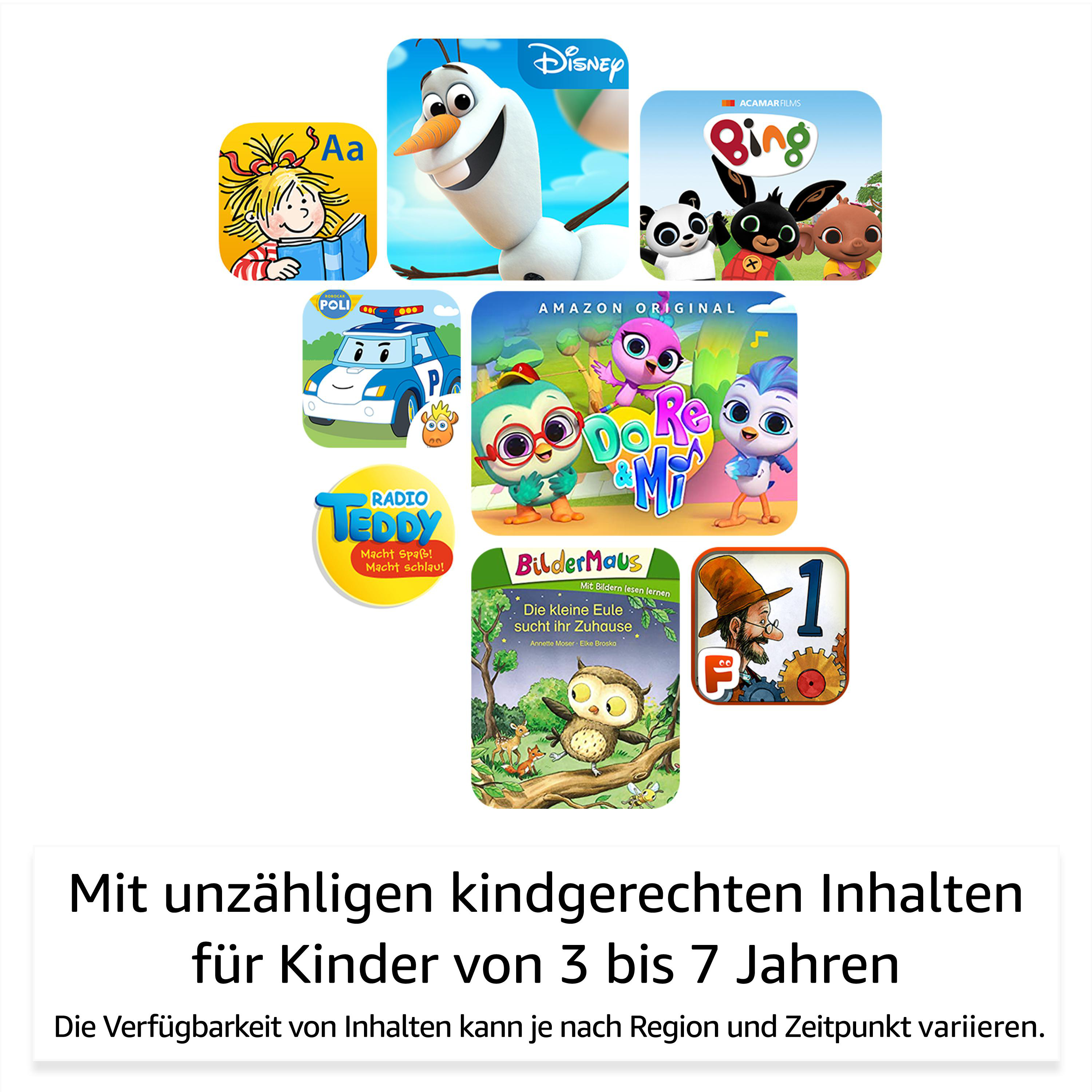 AMAZON Fire HD 8 Kids (2022), Tablet, 32 GB, 8 Zoll, Schwarz, mitgelieferte Hülle in Farbton Rot