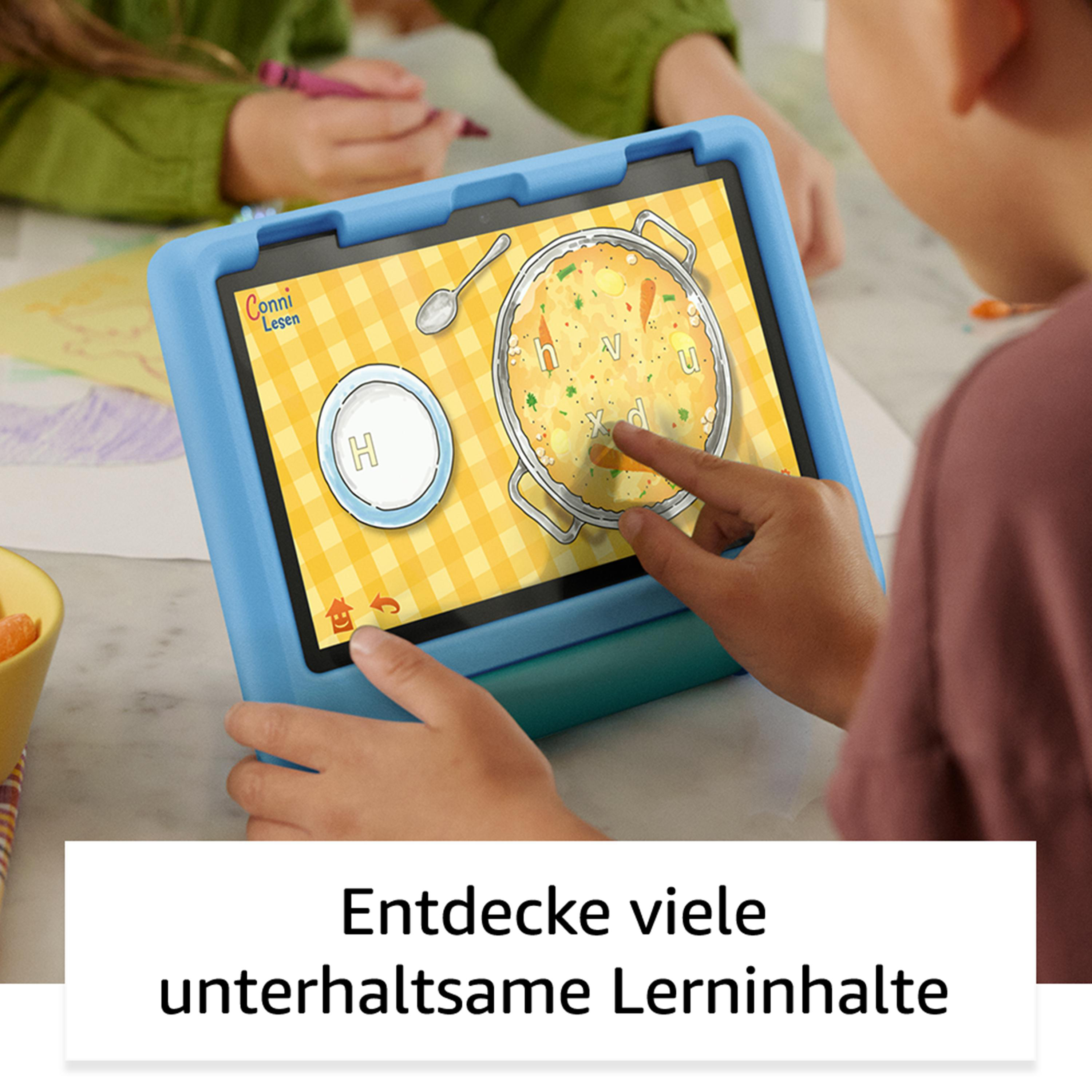 AMAZON Fire HD 8 Kids (2022), Tablet, 32 GB, 8 Zoll, Schwarz, mitgelieferte Hülle in Farbton Rot