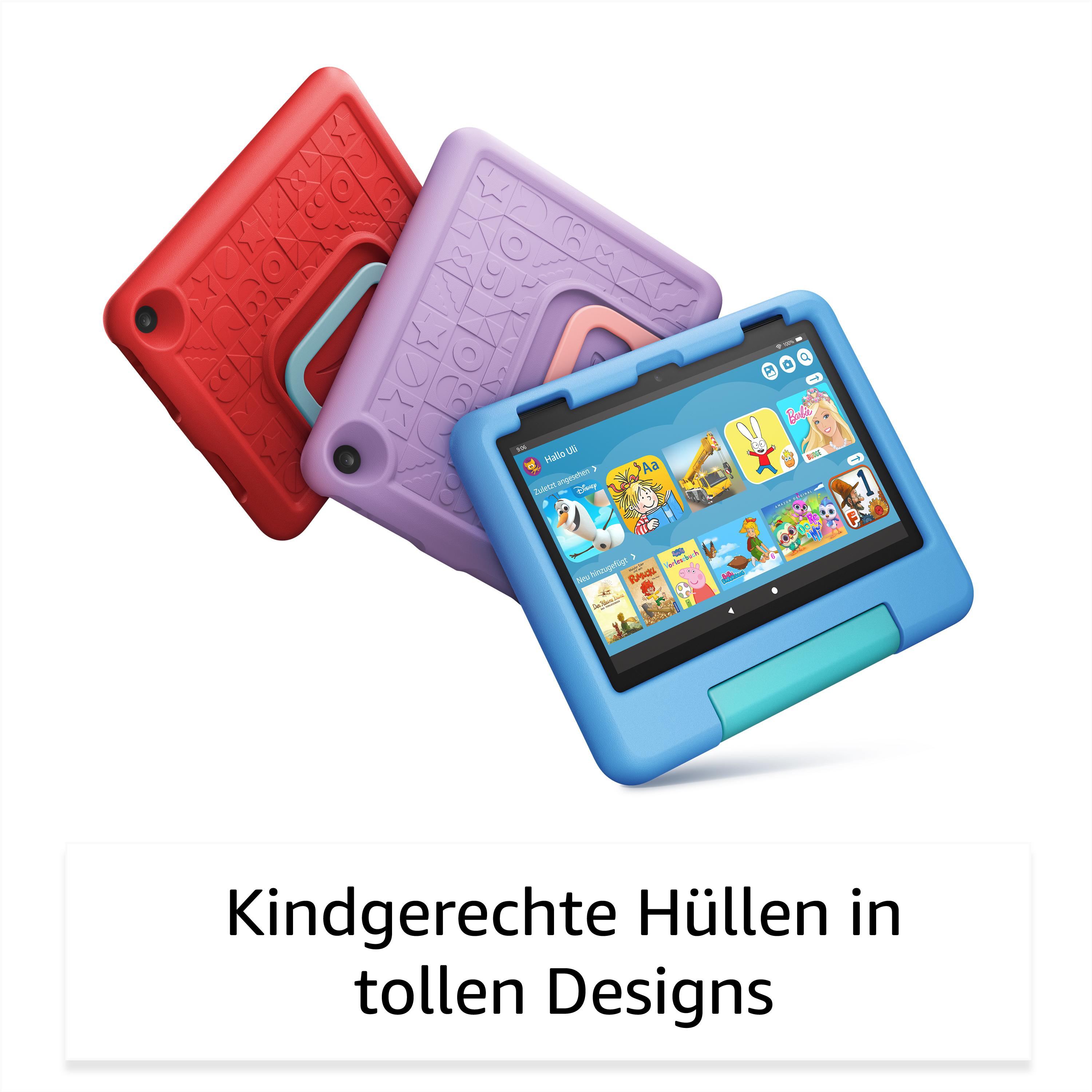 AMAZON Fire HD 8 Kids (2022), Tablet, 32 GB, 8 Zoll, Schwarz, mitgelieferte Hülle in Farbton Rot