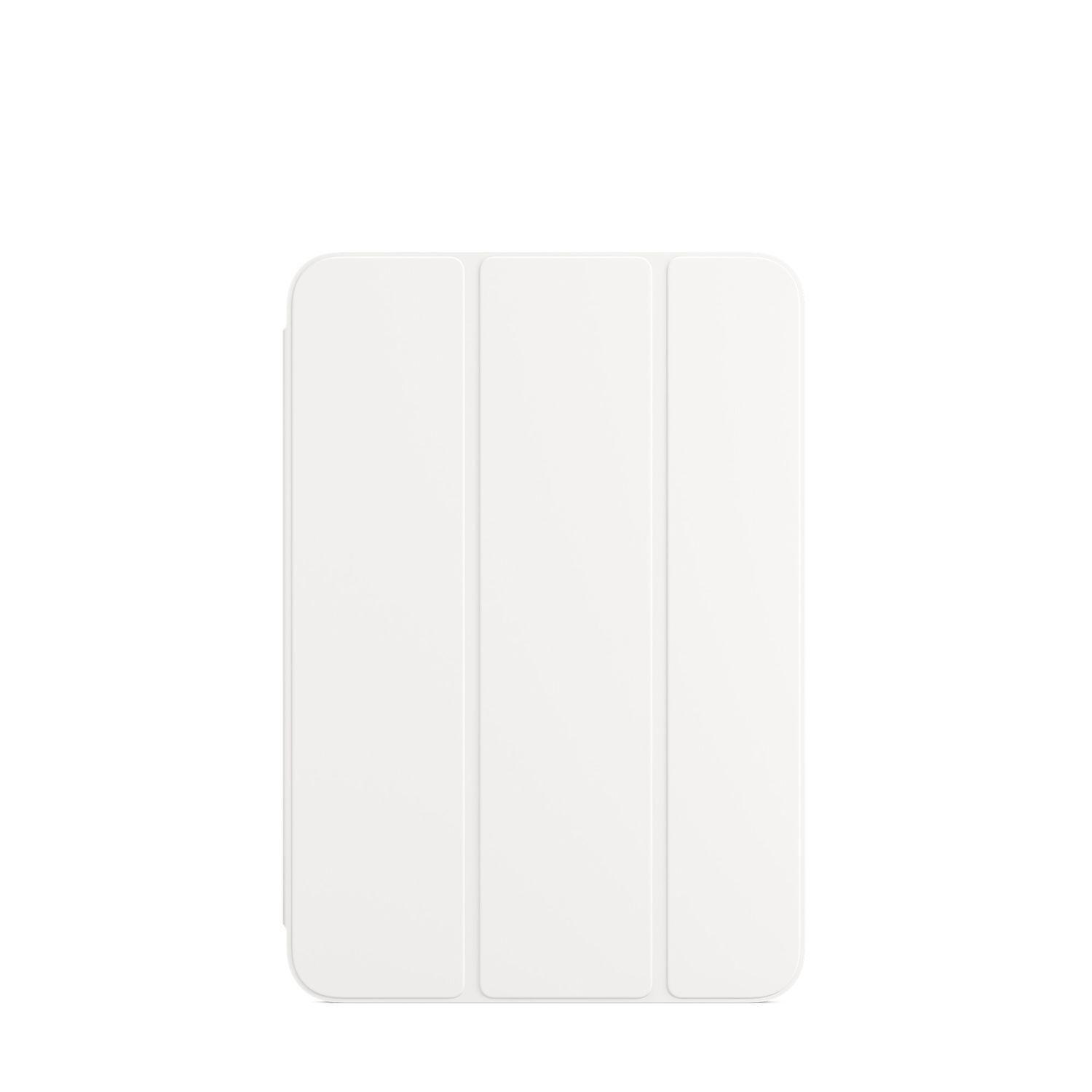 A white, foldable tablet case with three panels, on a white background.