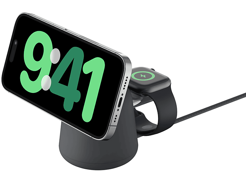 BELKIN Boost Charge Pro 2in1 Magsafe vezeték nélküli töltőállvány 15W, szürke (WIZ020VFH36)