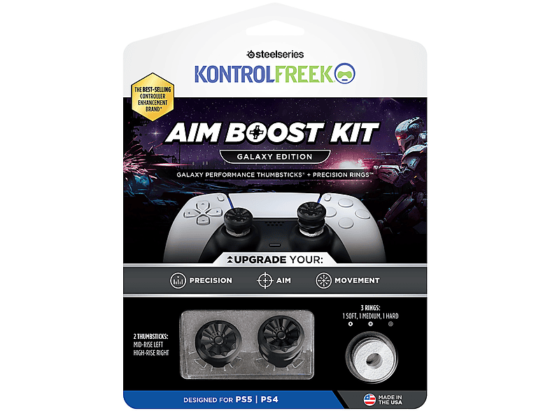 Thumbnail - STEELSERIES KontrolFreek Galaxy Aim Boost Kit für Playstation 5 & 4, Thumbstick + Precision Rings, Schwarz