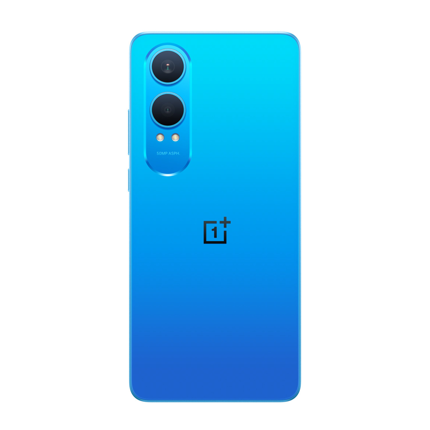 Arrière dégradé bleu d'un téléphone Oneplus avec des lentilles de caméra.
