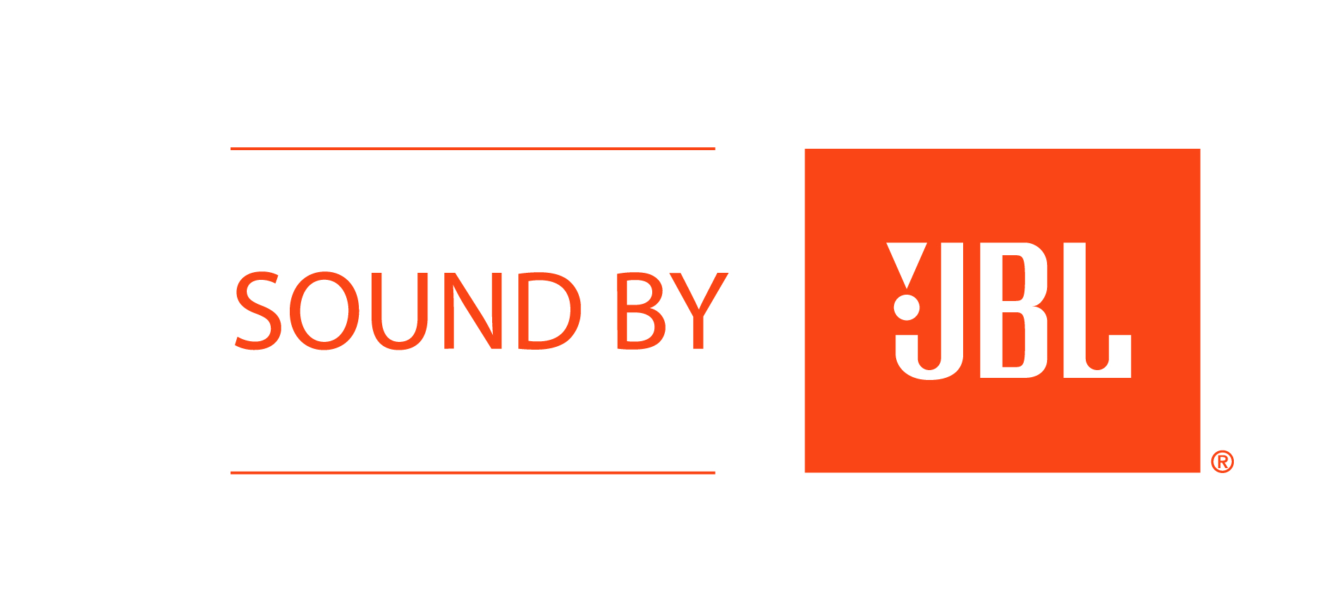 JBL-Logo mit orangefarbenem Quadrat und weißem Text auf weißem Hintergrund.