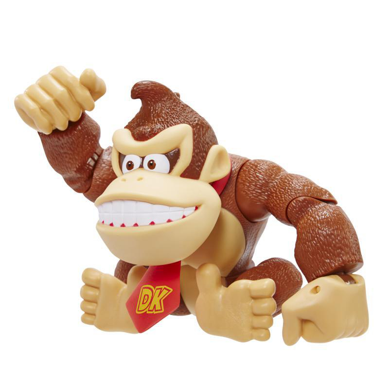 Donkey Kong Spielfigur, braun mit roter Krawatte und DK darauf.