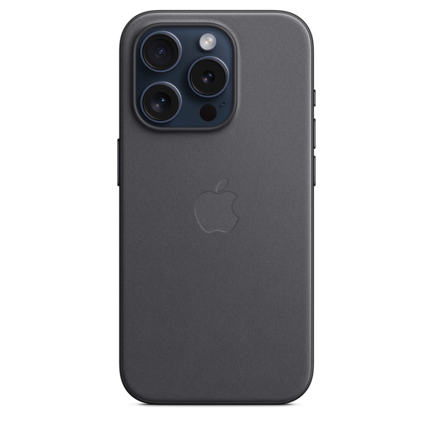 Achterkant van een donkergrijze iPhone met camera's en het Apple-logo.