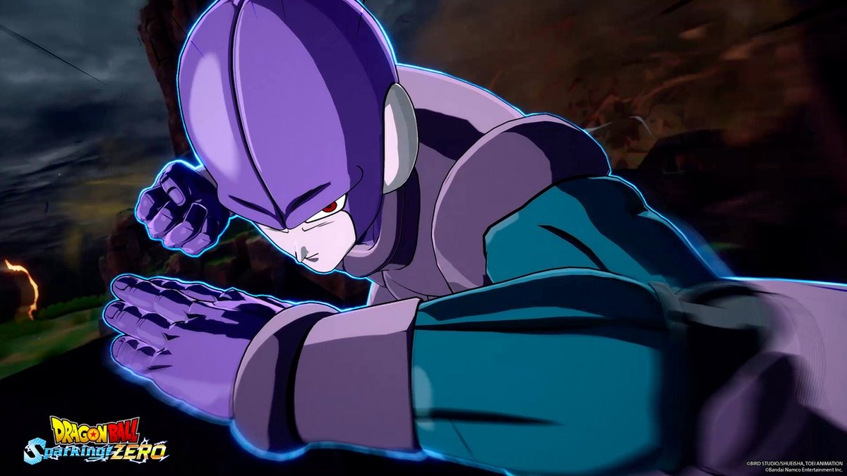 Anime character in action. Purple-haired man in a fighting pose, blurred background.