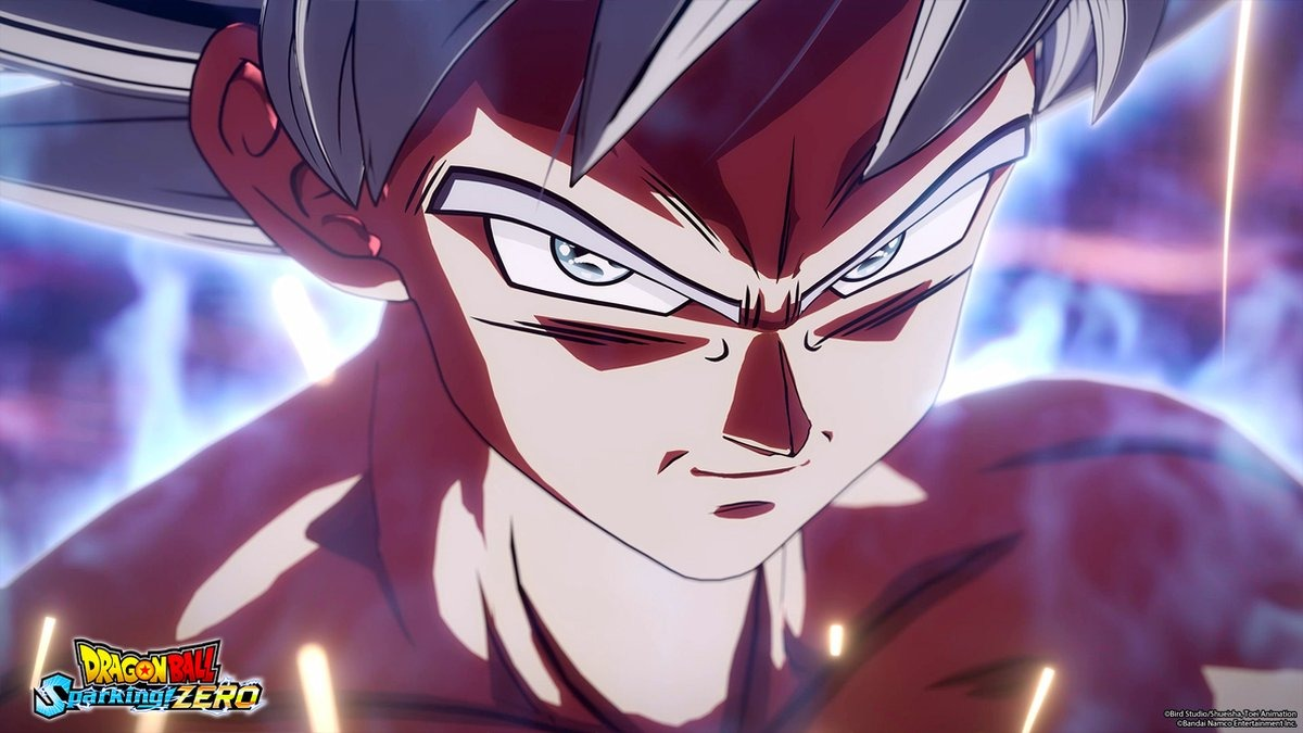 Goku from Dragon Ball Super: Sparking Zero, close-up, intense expression.