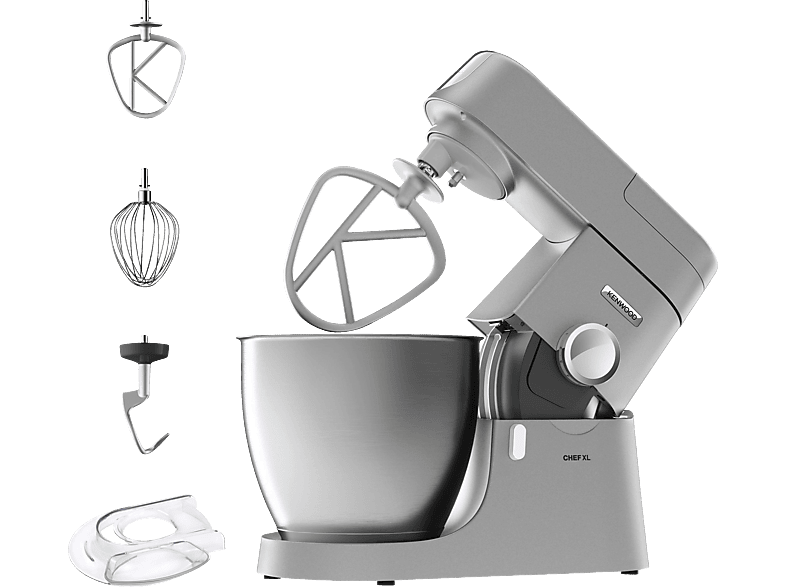 KENWOOD Chef XL KVL4100S mit planetarischem Rührsystem, Impulsstufe, Patisserie-Set, Küchenmaschine Silber (Rührschüsselkapazität: 6,7 l, 1200 Watt)