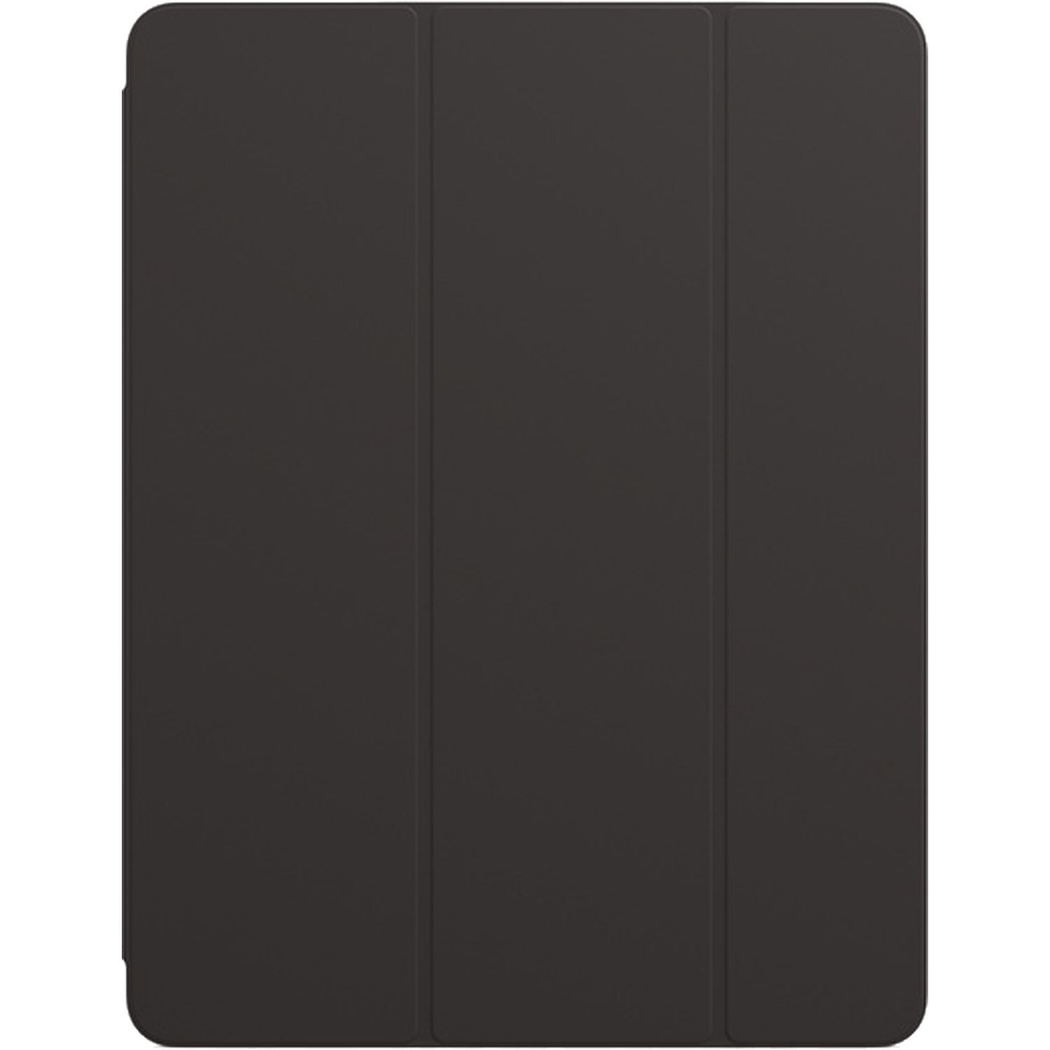 Housse d'iPad noire, fermée, avec une texture simple et lisse.