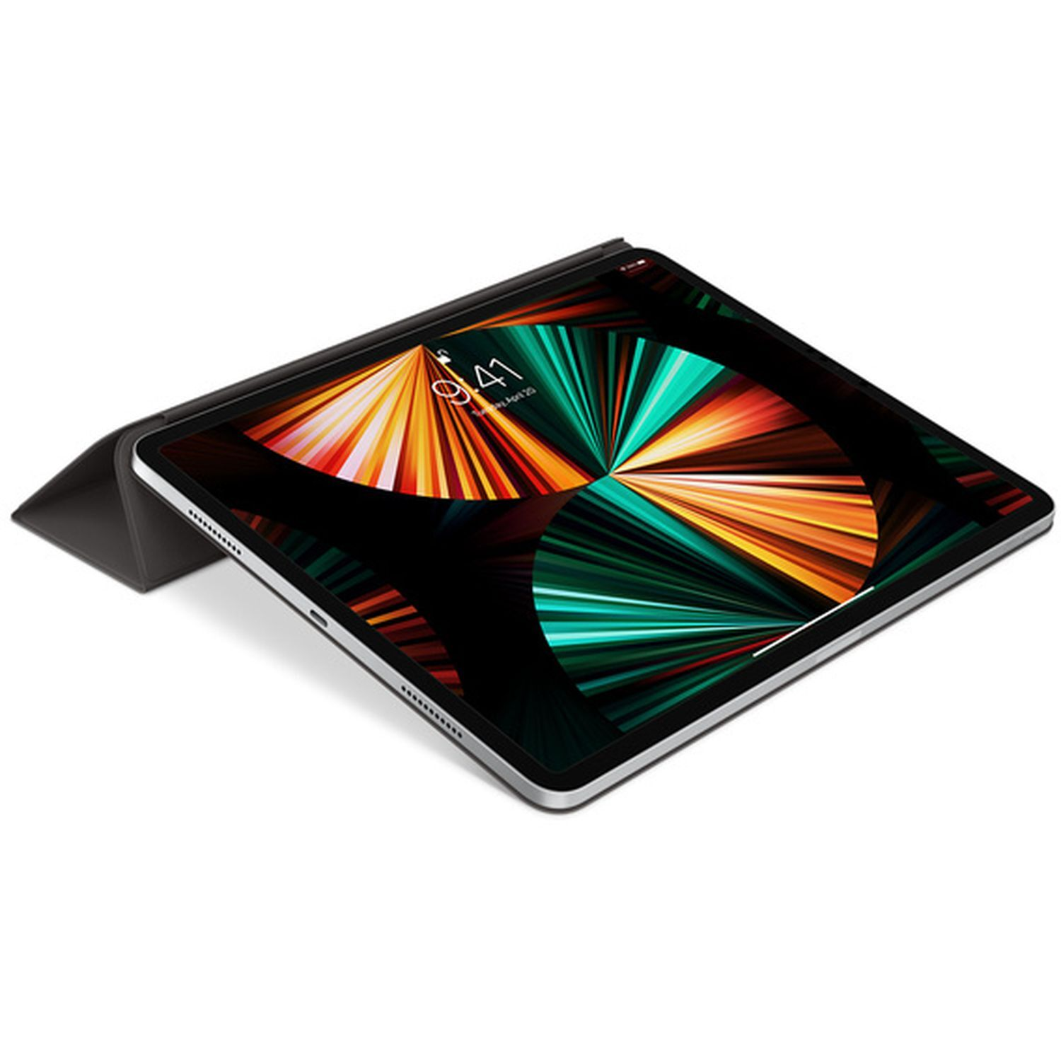 Une tablette ouverte avec un écran coloré et un étui clavier.