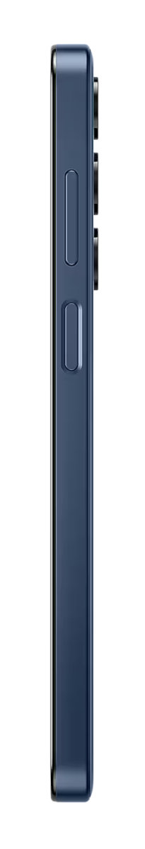 Widok z boku ciemnoniebieskiego smartfona z przyciskami.