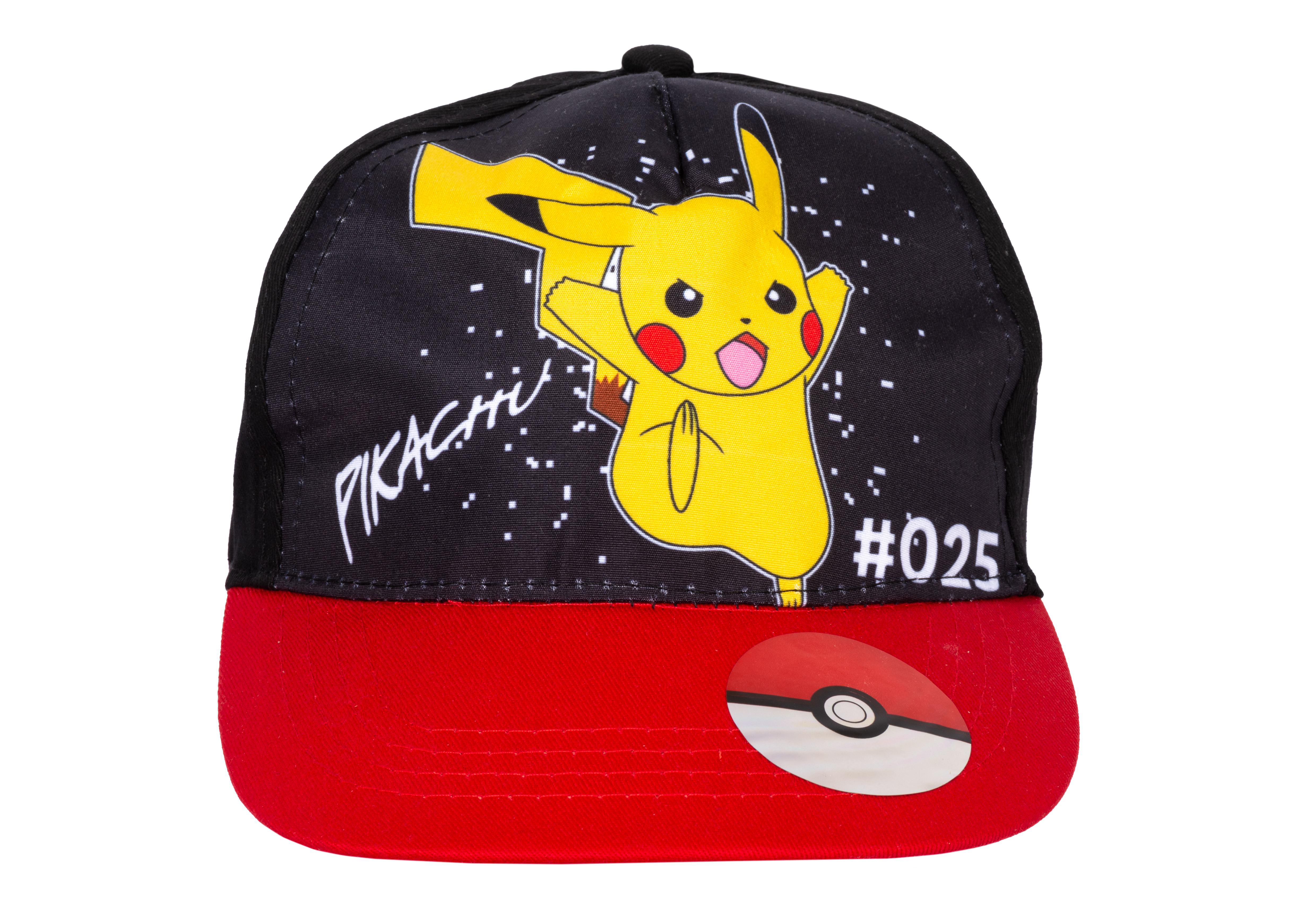 Pikachu-Baseballkappe mit Pikachu-Illustration und Pokeball.