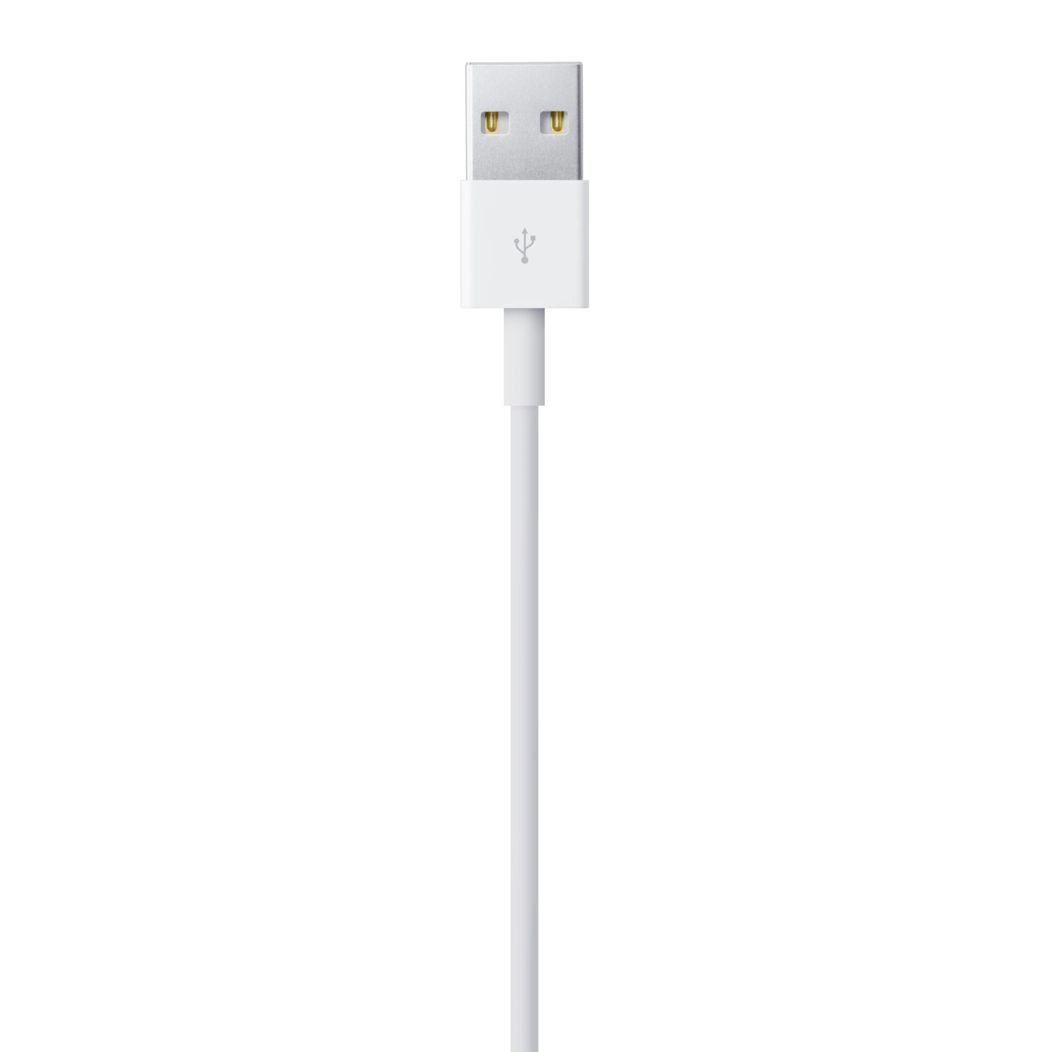 Un câble USB blanc avec deux connecteurs USB, un à chaque extrémité.