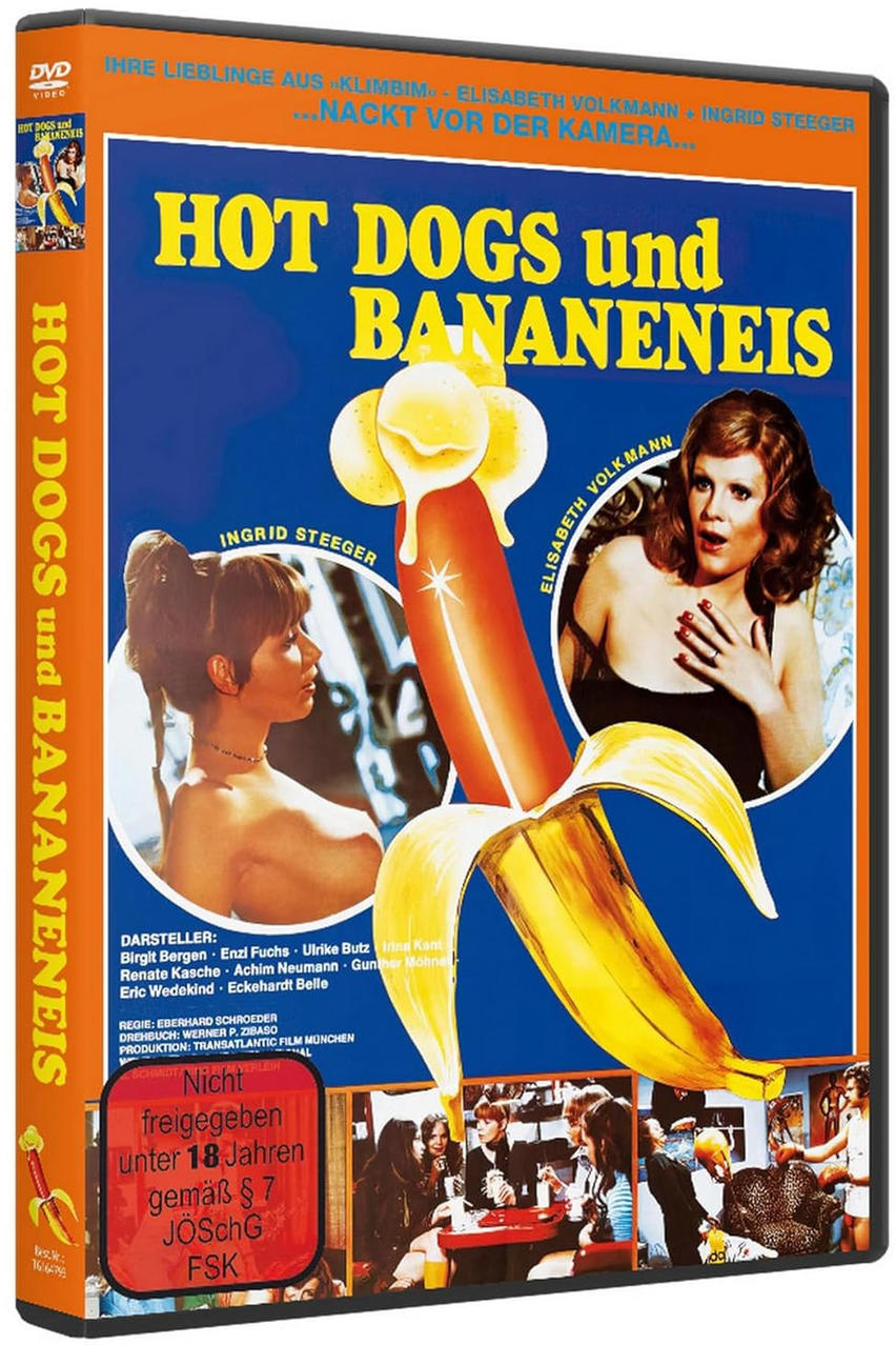 Eine DVD-Hülle mit dem Titel 'Hot Dogs und Bananeneis'. Das Artwork zeigt eine Banane und zwei Frauen.