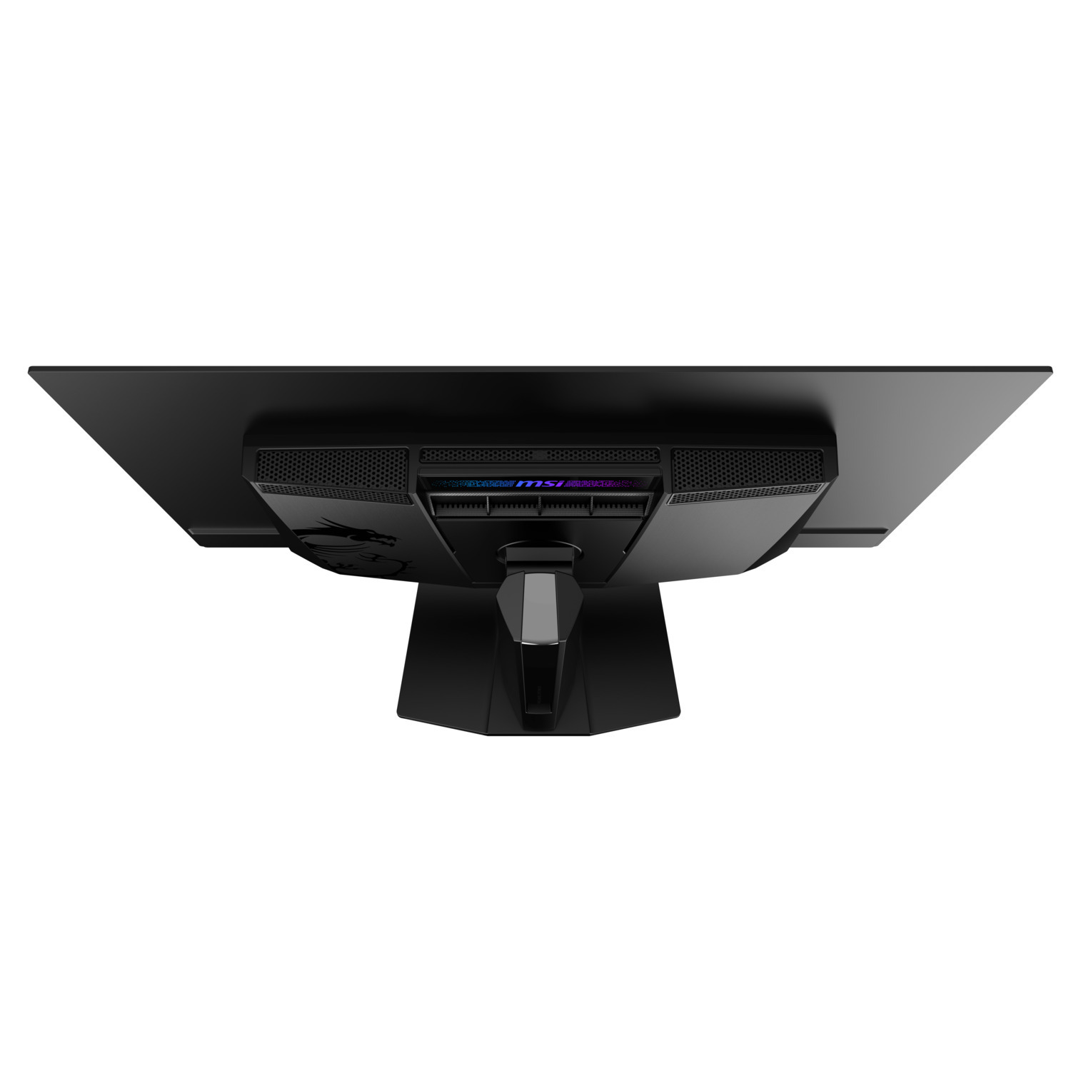 A top-down view of a black computer monitor.