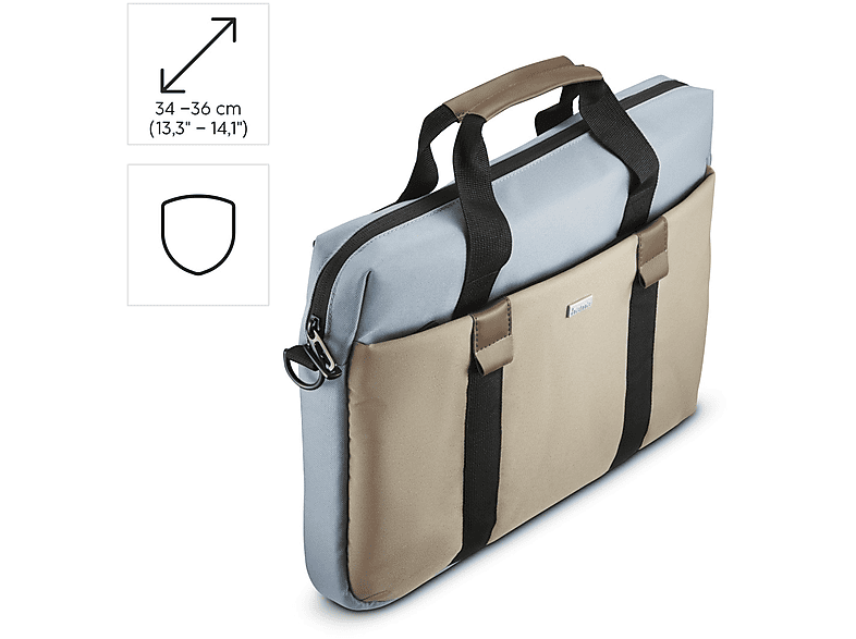 Thumbnail - HAMA Silvan 34 - 36 cm (13.3"- 14.1") Laptoptasche Umhängetasche für Universal Recyceltes Polyurethan, Hellblau