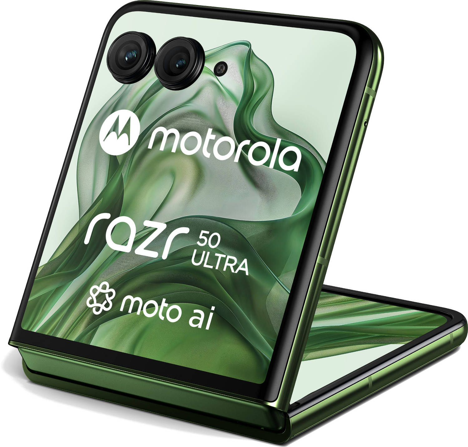 Zielony telefon Motorola Razr 50 Ultra.