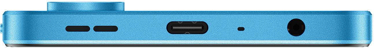 Jasnoniebieskie urządzenie z portami do różnych kabli.