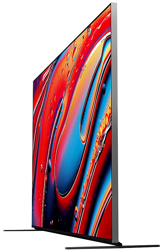 Ekran telewizora z kolorowymi abstrakcyjnymi kształtami.