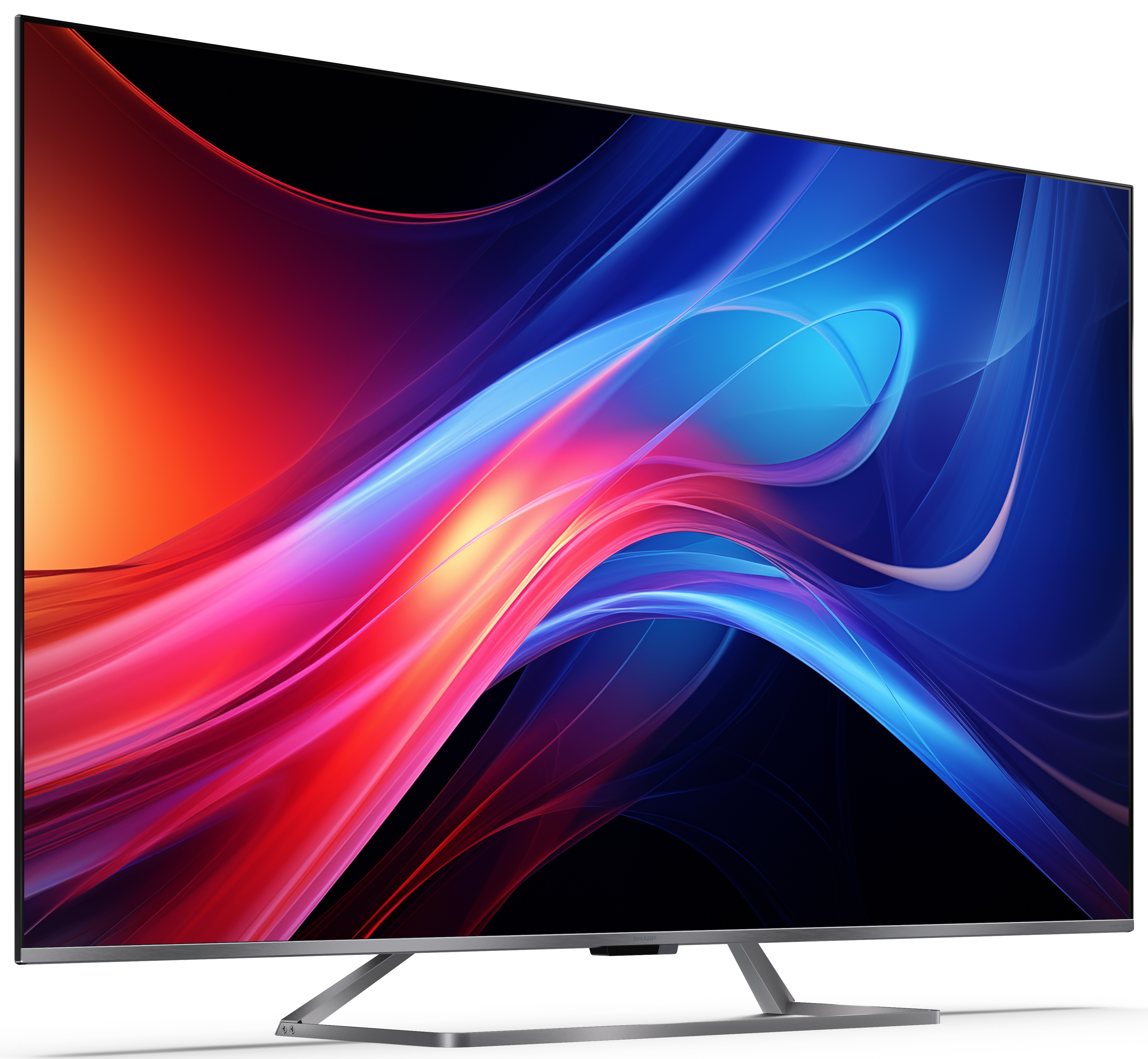 Nowoczesny telewizor pokazujący kolorowy, abstrakcyjny wyświetlacz.