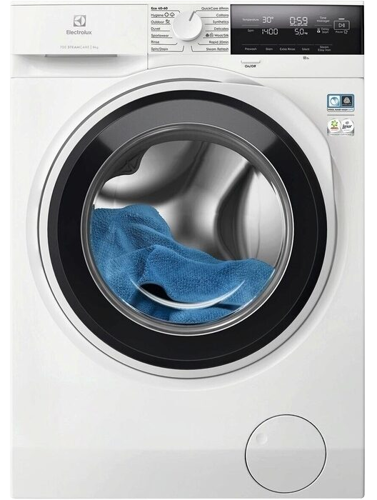 ELECTROLUX EW7F3694E Elöltöltős mosógép, A, 9kg, 1600 f/p, Ökoinverter, Hygiene progr. gőzzel, Steamrefresh, QuickCare 69min, Rapid 20min