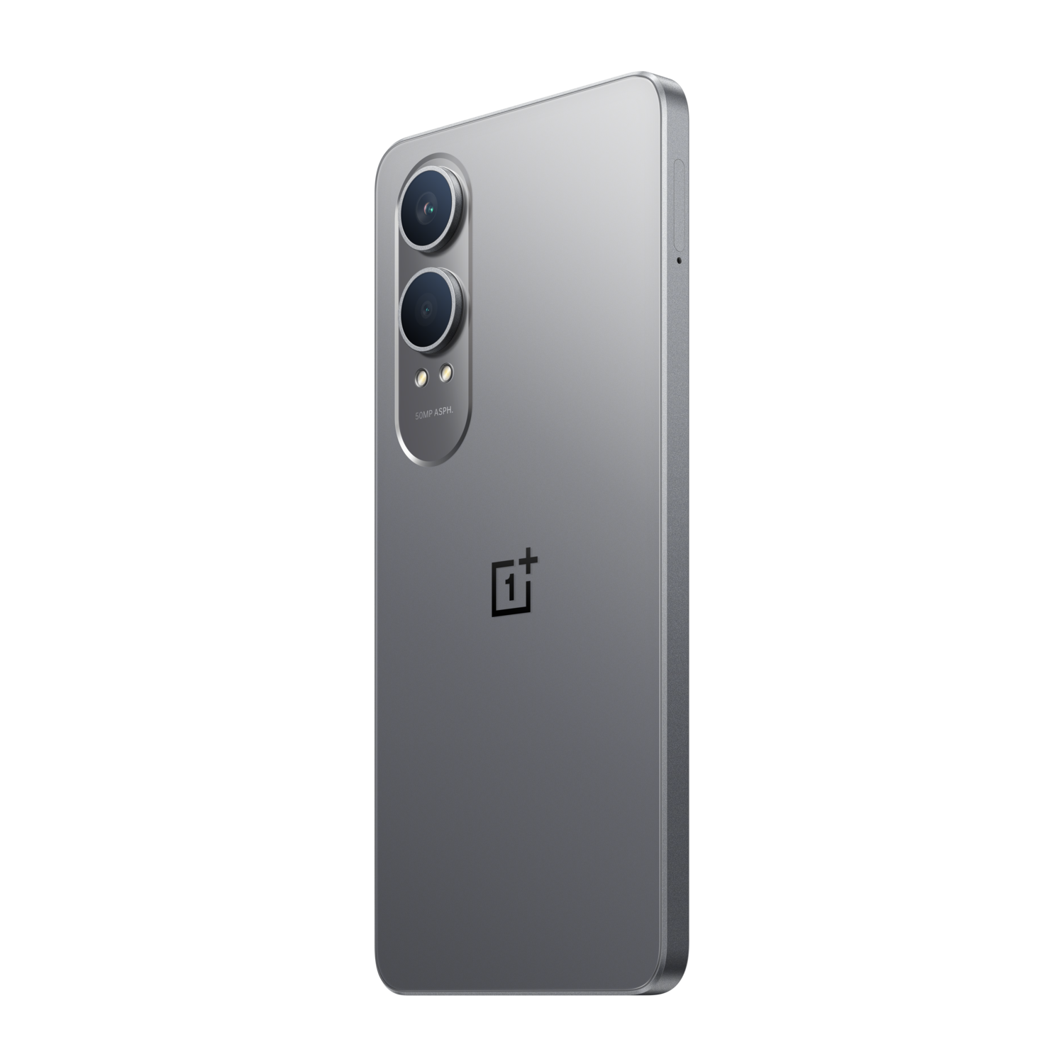 Silver phone with a rear camera. It is a side profile and has a black background.