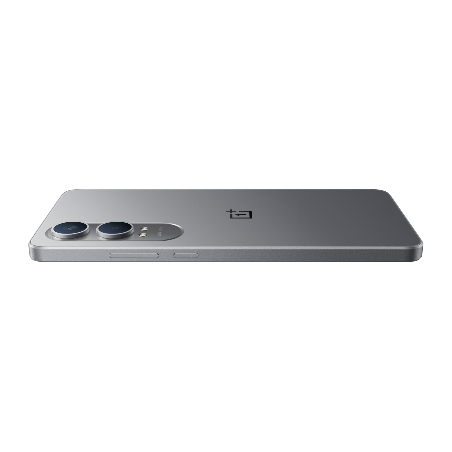 Silver smartphone on a black background, showing the camera lenses.