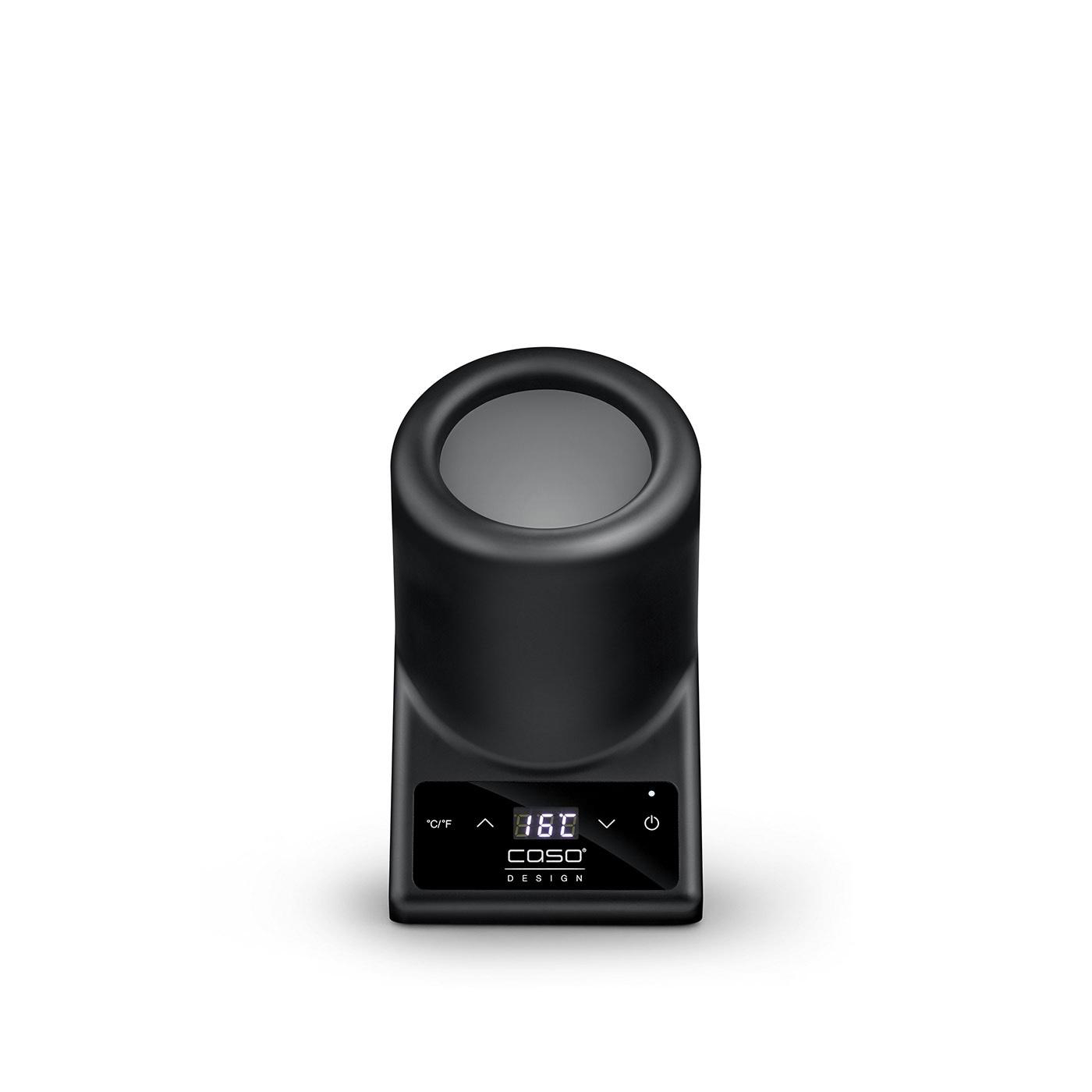 Schwarzes COSO Design Gerät mit Digitalanzeige 160°F, auf weißem Hintergrund.