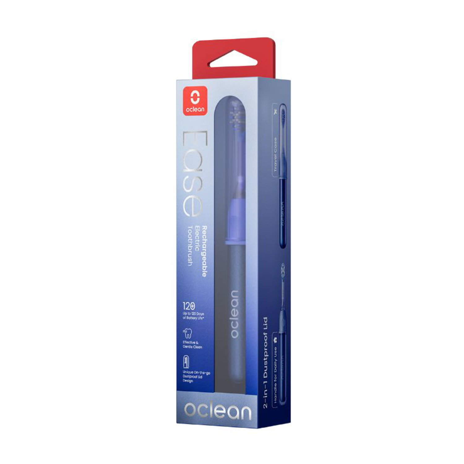 Spazzolino elettrico in scatola con custodia da viaggio, marchio Oclean, coperchio antipolvere 2-in-1.