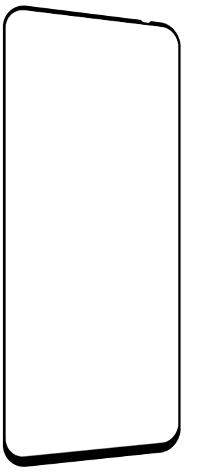 Ein Smartphone auf weißem Hintergrund, Seitenansicht.