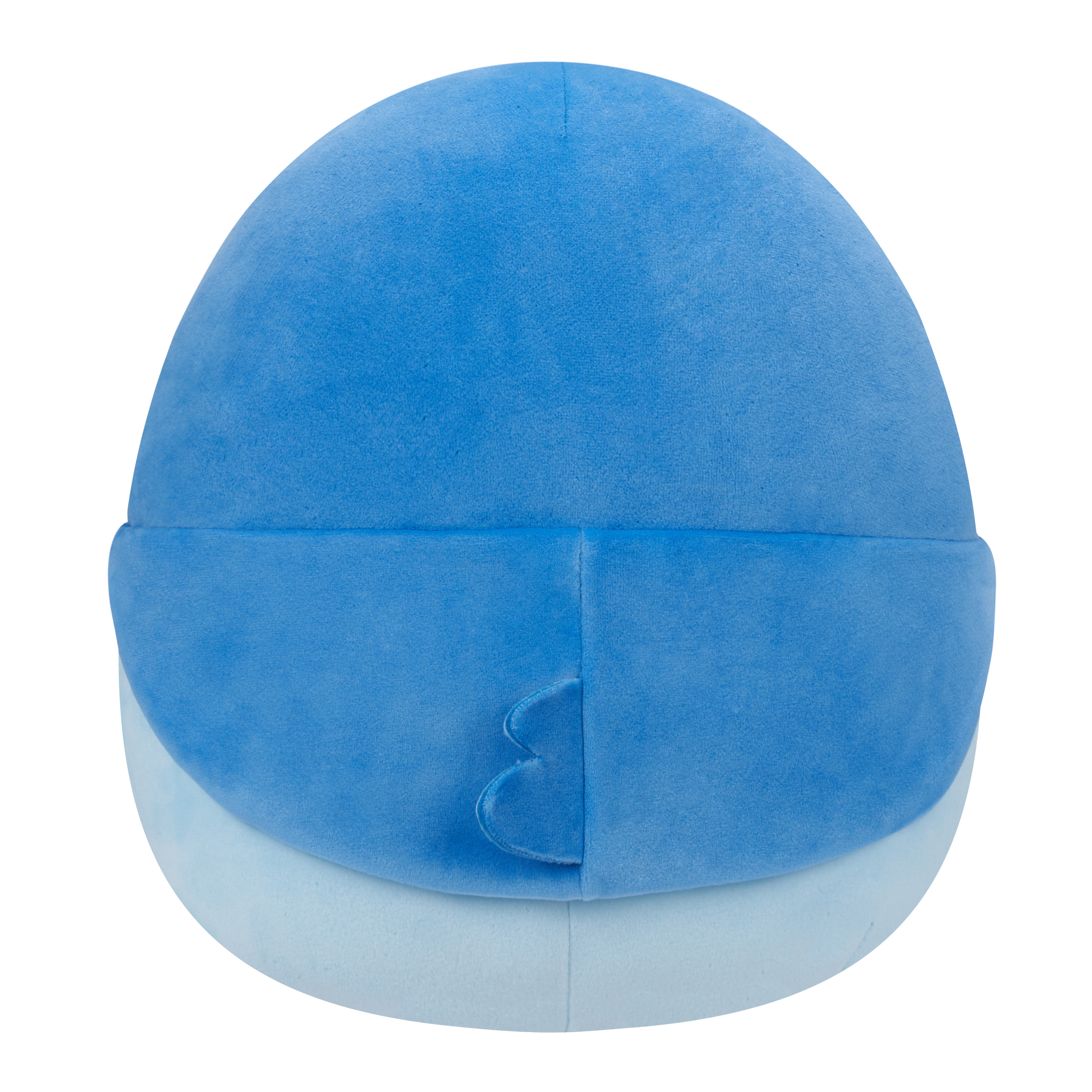 Ein blaues Hai-Plüschtier, dessen Schwanz sichtbar ist.