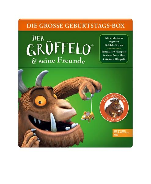 Kinderbuchbox mit Grüffelo, Maus und dem Schriftzug 'Die Grosse Geburtstags-Box'.