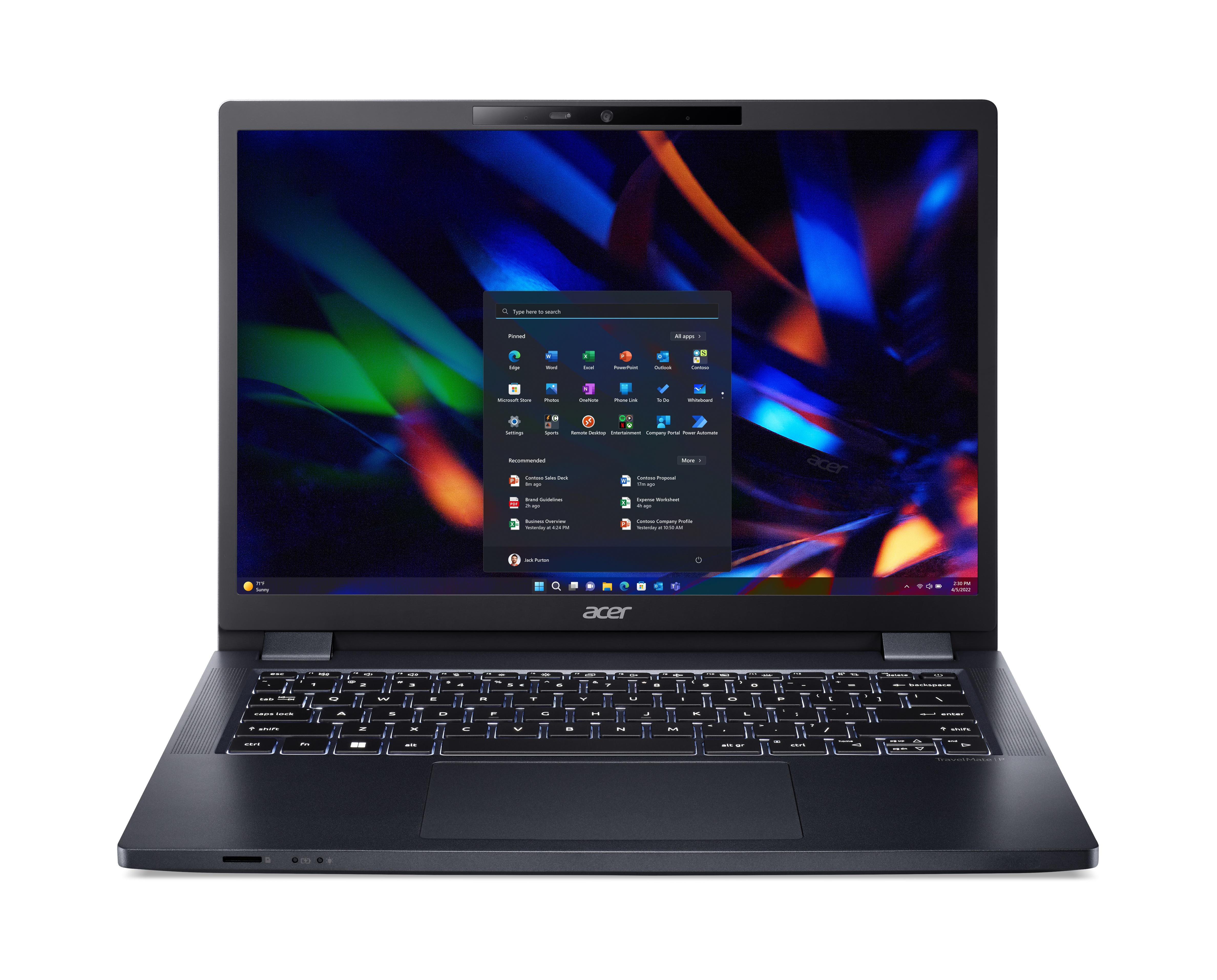 Offener Laptop mit Windows-Oberfläche, schwarzer Rahmen.