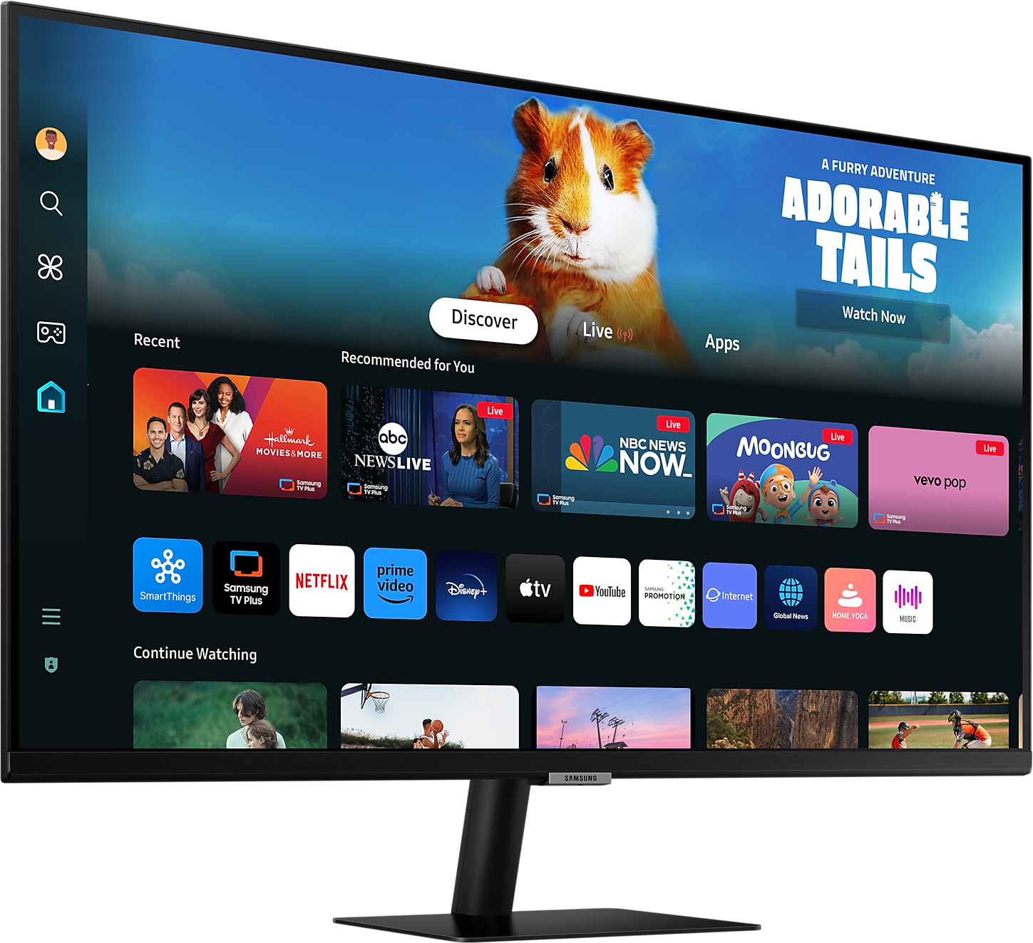 Ein Computermonitor, der einen TV-Streaming-Dienst anzeigt, mit einem Meerschweinchenbild oben rechts.