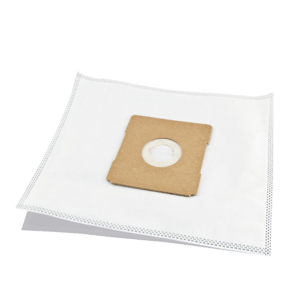 A white vacuum cleaner bag with a brown cardboard opening and a white border.