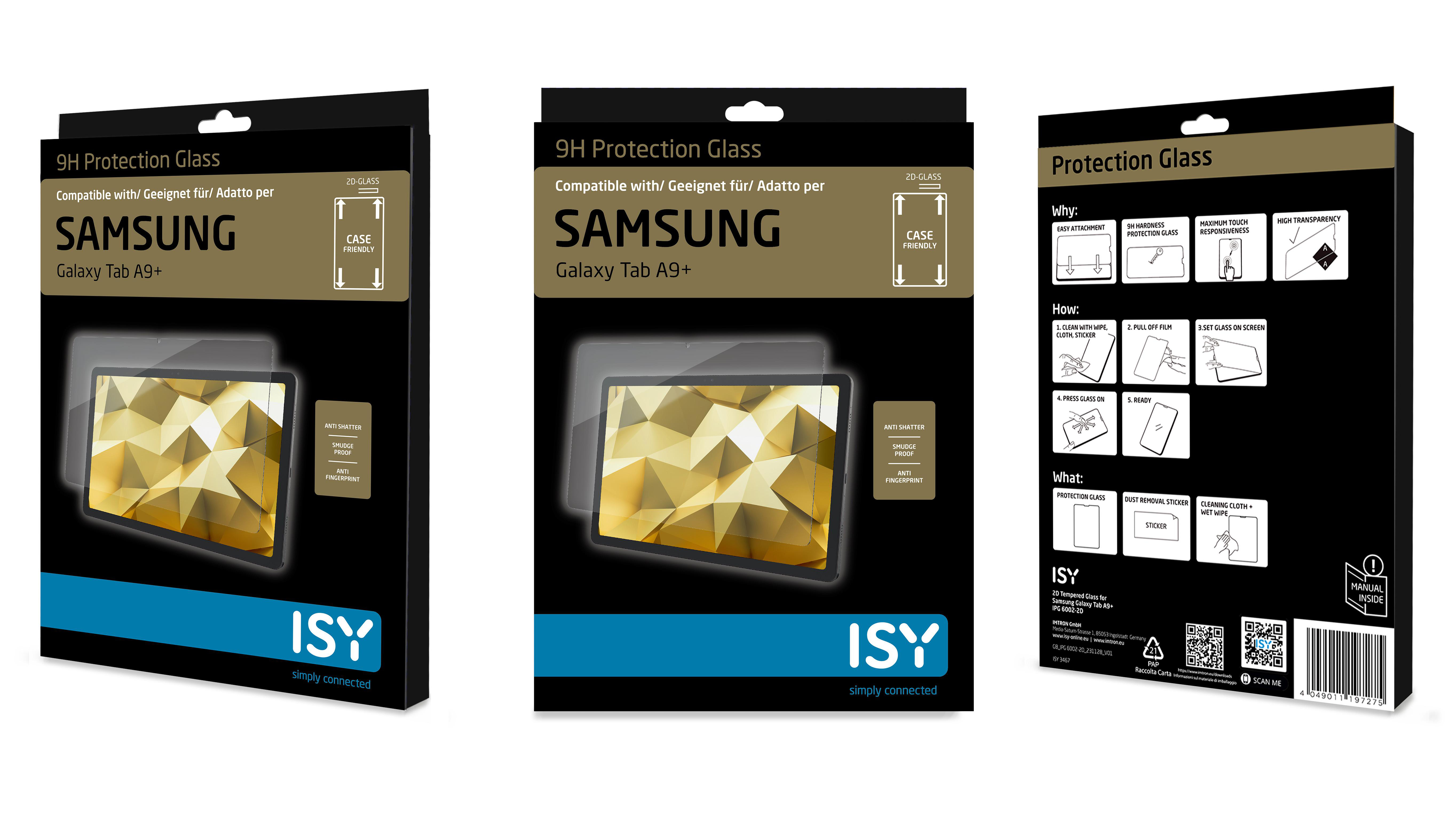 Drei Displayschutzfolien in schwarzer Verpackung. Die Boxen stehen auf einer weißen Oberfläche.