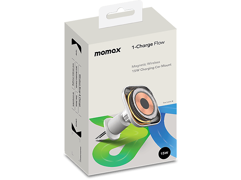 MOMAX CM29 Charge Flow Magsafe Araç İçi Telefon Tutucu Beyaz_5