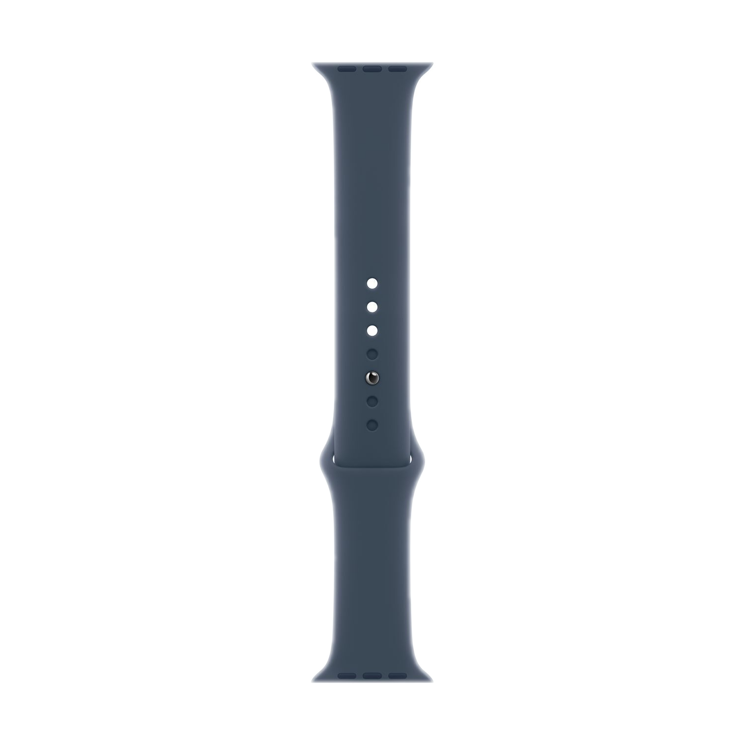 Un bracelet de montre bleu sur fond noir.