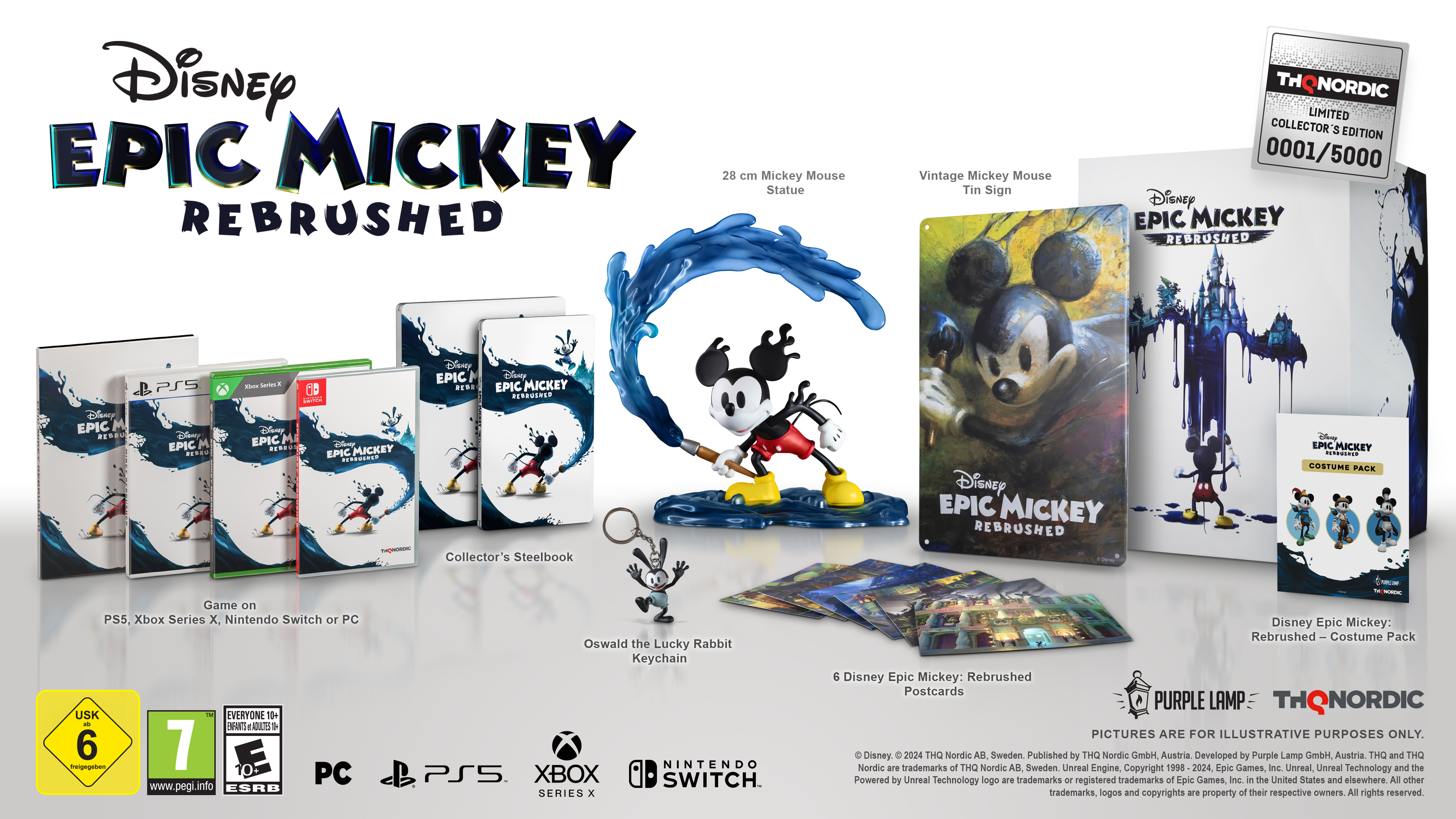 Disney Epic Mickey Rebrushed Spiel und Sammlerstücke, mit Micky Maus.