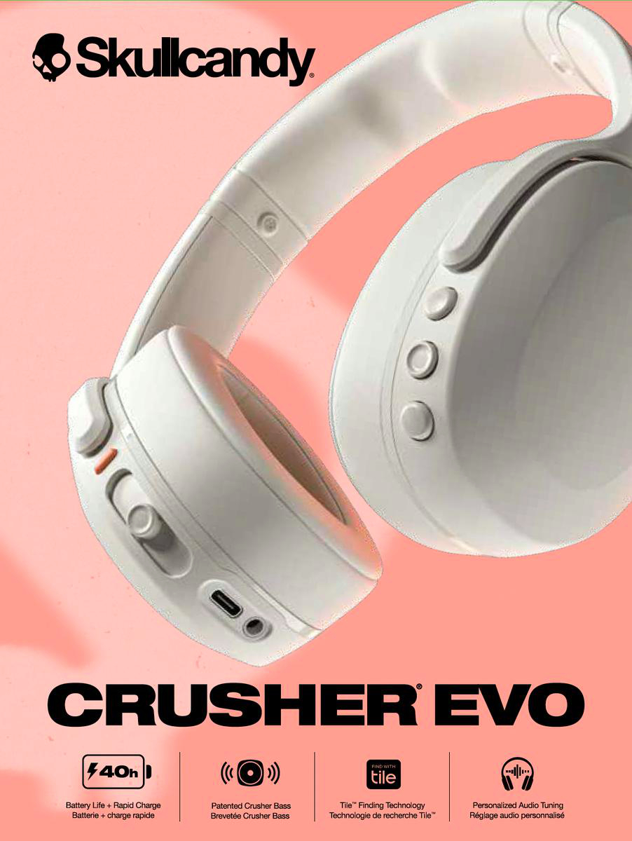 SKULLCANDY Crusher EVO Bluetooth Kopfhörer, Bone White | MediaMarkt