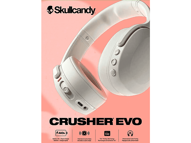 SKULLCANDY Crusher EVO Bluetooth Kopfhörer, Bone White | MediaMarkt