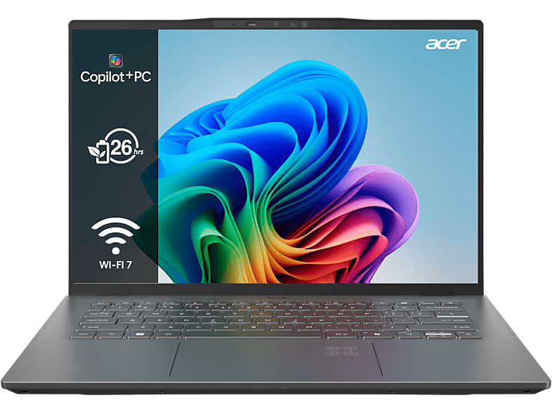 Portátil - Acer Swift 14 AI SF14-11 Copilot + PC, 14.5" WQXGA, Snapdragon® X Plus 45 TOPS, 16GB RAM, 1TB SSD, Adreno™Graphics, Windows 11 Home