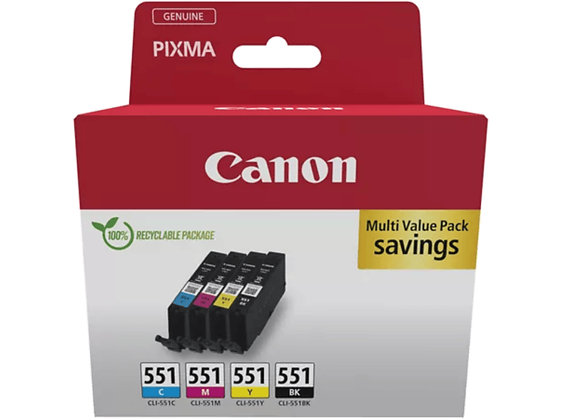 CANON CLI-551 BK/C/M/Y (4x7 ml) fekete+színes tintapatron multipack (6509B015)