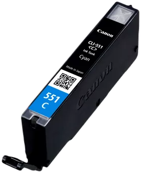 Cián Canon tintapatron. Fekete test szöveggel és QR-kóddal.