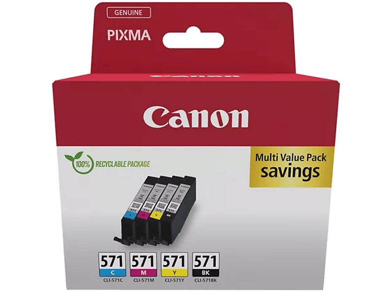 CANON CLI-571 BK/C/M/Y (4x7 ml) fekete+színes tintapatron multipack (0386C008)