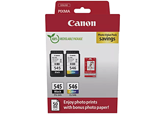 CANON PG-545 (8 ml) fekete + CL-546 (8 ml) színes tintapatron + 50 lap GP-501 10x15cm fotópapír (8287B008)